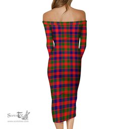 Gow Modern Tartan Off Shoulder Lady Dress Tartan Plaid Long Dress - ScotsTee Shop
