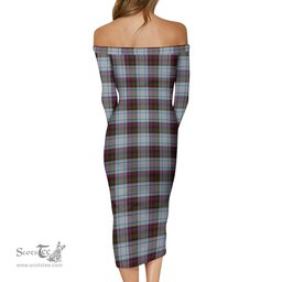 MacDonald Dress Ancient Tartan Off Shoulder Lady Dress Tartan Plaid Long Dress - ScotsTee Shop