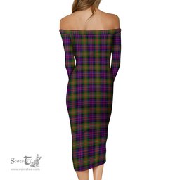 MacDonell of Glengarry Modern Tartan Off Shoulder Lady Dress Tartan Plaid Long Dress - ScotsTee Shop