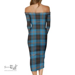 Horsburgh Tartan Off Shoulder Lady Dress Tartan Plaid Long Dress - ScotsTee Shop