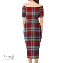 MacCulloch Dress Tartan Off Shoulder Lady Dress Tartan Plaid Long Dress - ScotsTee Shop