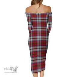 MacCulloch Dress Tartan Off Shoulder Lady Dress Tartan Plaid Long Dress - ScotsTee Shop