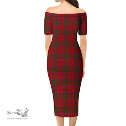 MacDonell of Keppoch Tartan Off Shoulder Lady Dress Tartan Plaid Long Dress - ScotsTee Shop