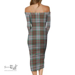 MacBain Dress Tartan Off Shoulder Lady Dress Tartan Plaid Long Dress - ScotsTee Shop