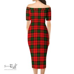 Kerr Modern Tartan Off Shoulder Lady Dress Tartan Plaid Long Dress - ScotsTee Shop