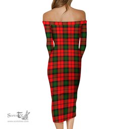 Kerr Modern Tartan Off Shoulder Lady Dress Tartan Plaid Long Dress - ScotsTee Shop