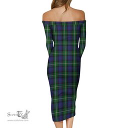 Forbes Tartan Off Shoulder Lady Dress Tartan Plaid Long Dress - ScotsTee Shop
