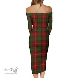 Kirk Tartan Off Shoulder Lady Dress Tartan Plaid Long Dress - ScotsTee Shop