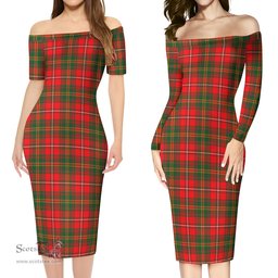Hay Modern Tartan Off Shoulder Lady Dress Tartan Plaid Long Dress - ScotsTee Shop