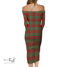 MacDonald of Kingsburgh Tartan Off Shoulder Lady Dress Tartan Plaid Long Dress - ScotsTee Shop