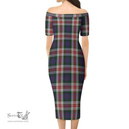Fraser Red Dress Tartan Off Shoulder Lady Dress Tartan Plaid Long Dress - ScotsTee Shop