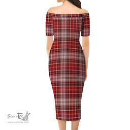 MacDougall Dress Tartan Off Shoulder Lady Dress Tartan Plaid Long Dress - ScotsTee Shop