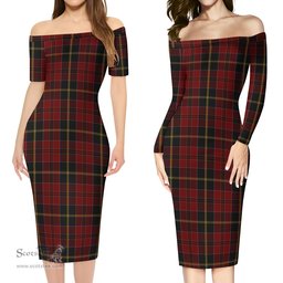 MacAlister of Skye Tartan Off Shoulder Lady Dress Tartan Plaid Long Dress - ScotsTee Shop