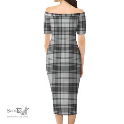 Glendinning Tartan Off Shoulder Lady Dress Tartan Plaid Long Dress - ScotsTee Shop