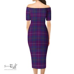 Glencoe Tartan Off Shoulder Lady Dress Tartan Plaid Long Dress - ScotsTee Shop