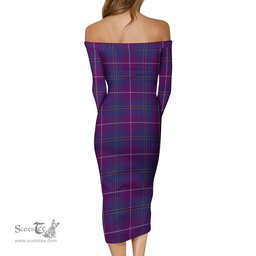 Glencoe Tartan Off Shoulder Lady Dress Tartan Plaid Long Dress - ScotsTee Shop