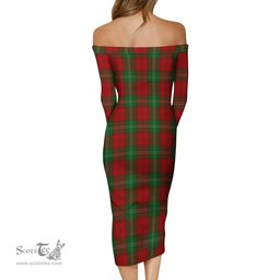 Lennox Tartan Off Shoulder Lady Dress Tartan Plaid Long Dress - ScotsTee Shop