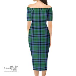 Keith Ancient Tartan Off Shoulder Lady Dress Tartan Plaid Long Dress - ScotsTee Shop
