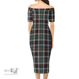 Innes Dress Tartan Off Shoulder Lady Dress Tartan Plaid Long Dress - ScotsTee Shop
