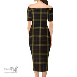 Gwynn Tartan Off Shoulder Lady Dress Tartan Plaid Long Dress - ScotsTee Shop