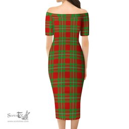 Grierson Tartan Off Shoulder Lady Dress Tartan Plaid Long Dress - ScotsTee Shop