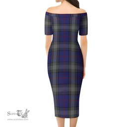Kinnaird Tartan Off Shoulder Lady Dress Tartan Plaid Long Dress - ScotsTee Shop