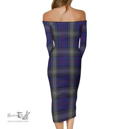 Kinnaird Tartan Off Shoulder Lady Dress Tartan Plaid Long Dress - ScotsTee Shop