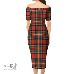Lyle Tartan Off Shoulder Lady Dress Tartan Plaid Long Dress - ScotsTee Shop