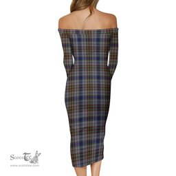 Gayre Hunting Tartan Off Shoulder Lady Dress Tartan Plaid Long Dress - ScotsTee Shop