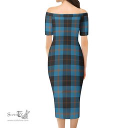 Garden Tartan Off Shoulder Lady Dress Tartan Plaid Long Dress - ScotsTee Shop