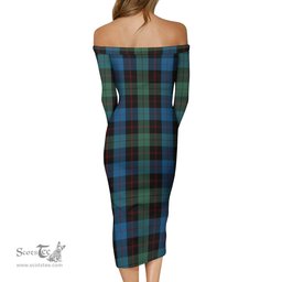 Guthrie Tartan Off Shoulder Lady Dress Tartan Plaid Long Dress - ScotsTee Shop