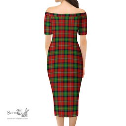Fullerton Tartan Off Shoulder Lady Dress Tartan Plaid Long Dress - ScotsTee Shop
