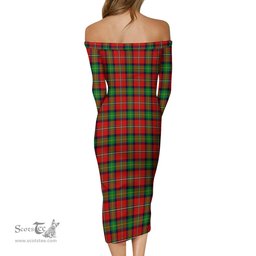 Fullerton Tartan Off Shoulder Lady Dress Tartan Plaid Long Dress - ScotsTee Shop