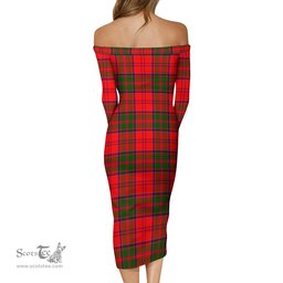 Heron Tartan Off Shoulder Lady Dress Tartan Plaid Long Dress - ScotsTee Shop