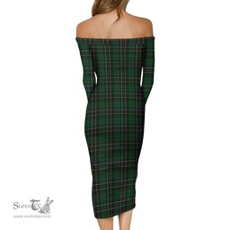 MacAlpin Tartan Off Shoulder Lady Dress Tartan Plaid Long Dress - ScotsTee Shop