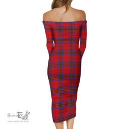 Leslie Modern Tartan Off Shoulder Lady Dress Tartan Plaid Long Dress - ScotsTee Shop