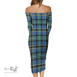 Hope Ancient Tartan Off Shoulder Lady Dress Tartan Plaid Long Dress - ScotsTee Shop
