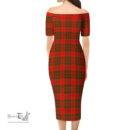 Livingston Modern Tartan Off Shoulder Lady Dress Tartan Plaid Long Dress - ScotsTee Shop