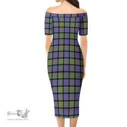 MacDonald Ancient Tartan Off Shoulder Lady Dress Tartan Plaid Long Dress - ScotsTee Shop
