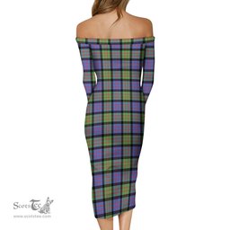 MacDonald Ancient Tartan Off Shoulder Lady Dress Tartan Plaid Long Dress - ScotsTee Shop