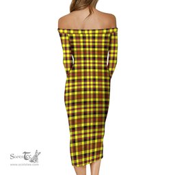 Jardine Modern Tartan Off Shoulder Lady Dress Tartan Plaid Long Dress - ScotsTee Shop