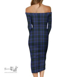 Hope (Vere-Weir) Tartan Off Shoulder Lady Dress Tartan Plaid Long Dress - ScotsTee Shop