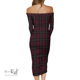 Llewellen of Wales Tartan Off Shoulder Lady Dress Tartan Plaid Long Dress - ScotsTee Shop