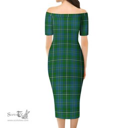 Hay Hunting Tartan Off Shoulder Lady Dress Tartan Plaid Long Dress - ScotsTee Shop