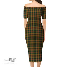 Londonderry (Derry) County Ireland Tartan Off Shoulder Lady Dress Tartan Plaid Long Dress - ScotsTee Shop
