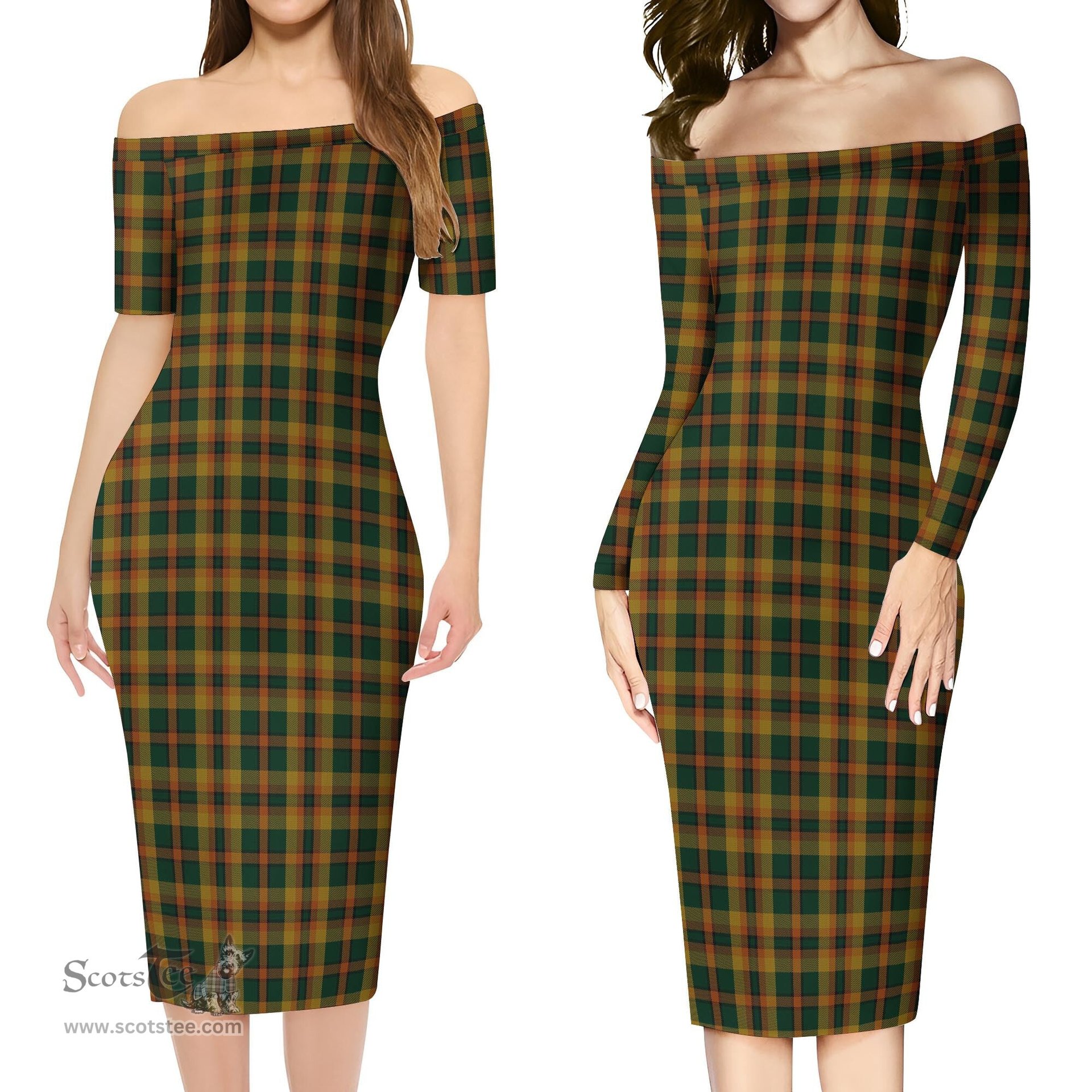 Londonderry (Derry) County Ireland Tartan Off Shoulder Lady Dress Tartan Plaid Long Dress - ScotsTee Shop