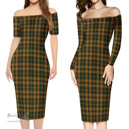 Londonderry (Derry) County Ireland Tartan Off Shoulder Lady Dress Tartan Plaid Long Dress - ScotsTee Shop
