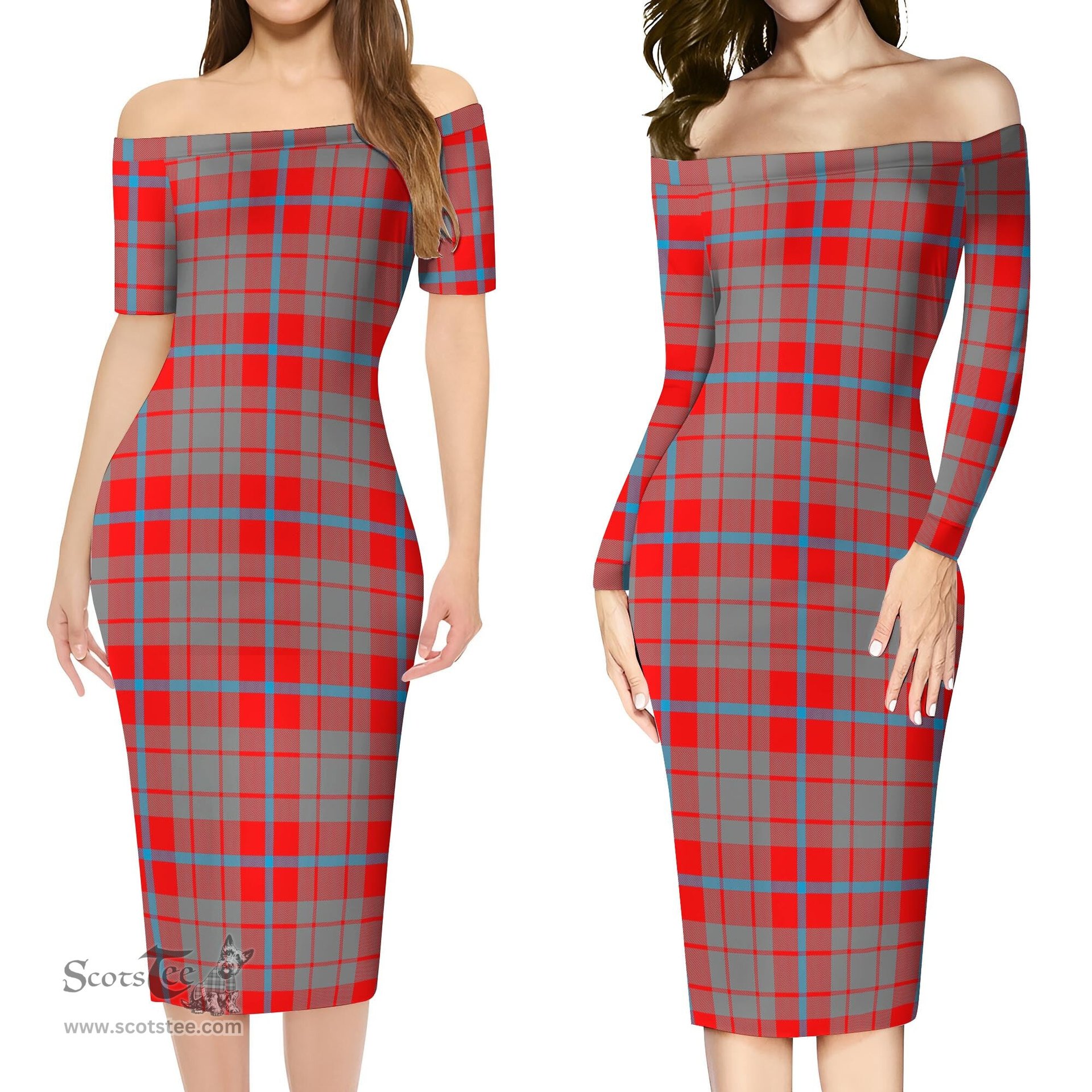 Moubray Tartan Off Shoulder Lady Dress Tartan Plaid Long Dress - ScotsTee Shop