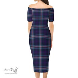 Nevoy Tartan Off Shoulder Lady Dress Tartan Plaid Long Dress - ScotsTee Shop