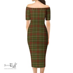 Pierce Tartan Off Shoulder Lady Dress Tartan Plaid Long Dress - ScotsTee Shop